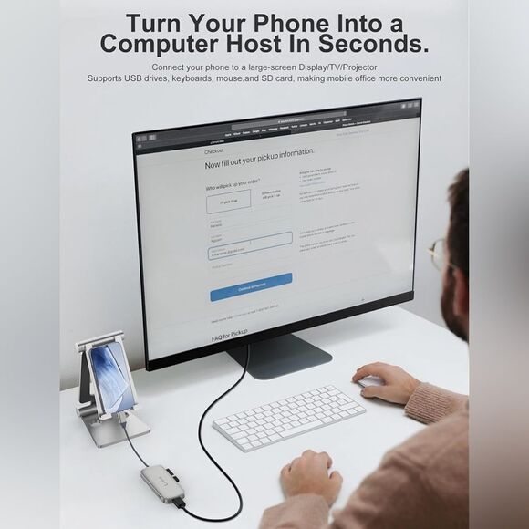 6-in-1 Multiport USB C Adapter Hub For Laptops 3 USB Ports 4K HDMI SD Card NIB - Picture 6 of 8